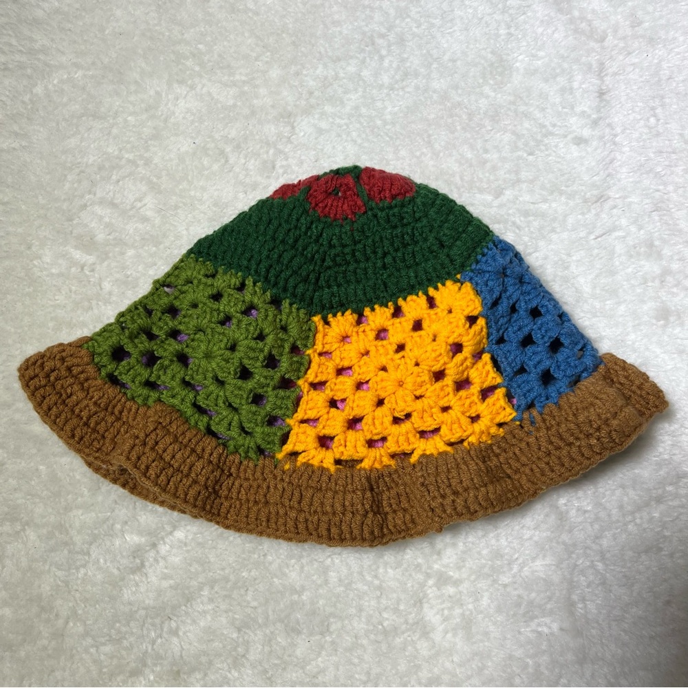 Crocheted Colorblock Bucket Hat